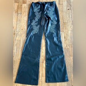 I.AM.GIA Black Pants with Floral Embroidery